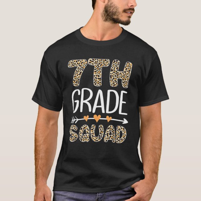 T-shirt Back To School Seventh Grade 7th Grade Squad Leopa (Devant)