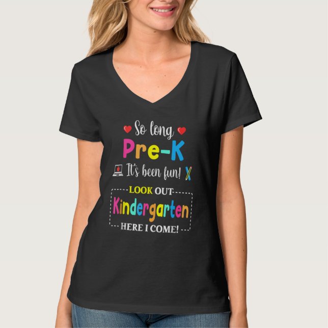T-shirt Back To School  So Long Pre K Kindergarten Here I  (Devant)