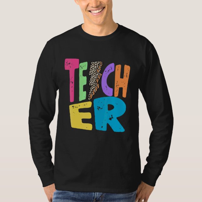T-shirt Back To School Teacher Leopard Thunder Motivationa (Devant)
