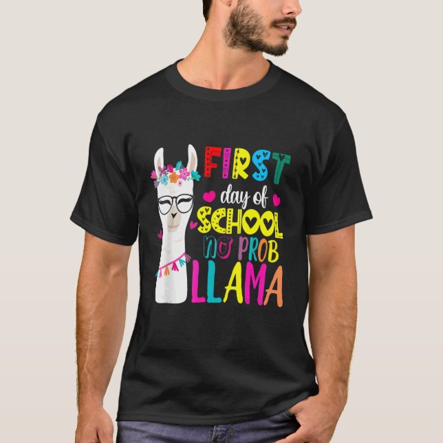 T-shirt Back To School Teachers No Prob Llama (Devant)