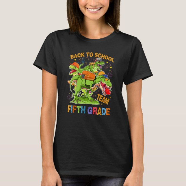 T-shirt Back To School Team Fifth Grade Rex 5th Grader Din (Devant)