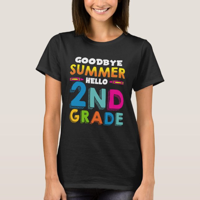 T-shirt Back to School Tschüss Sommer Hello 2nd Class Sayi (Devant)