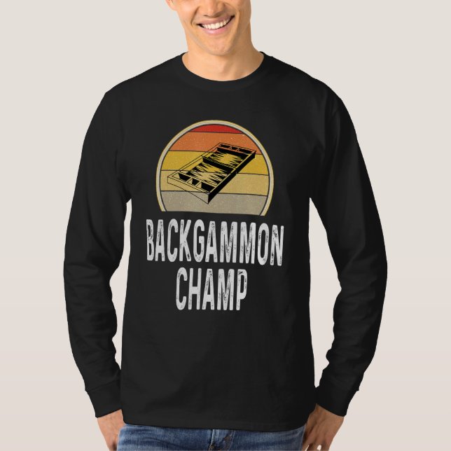 T-shirt Backgammon Champ Boardgame Jeu Joueur Retro (Devant)