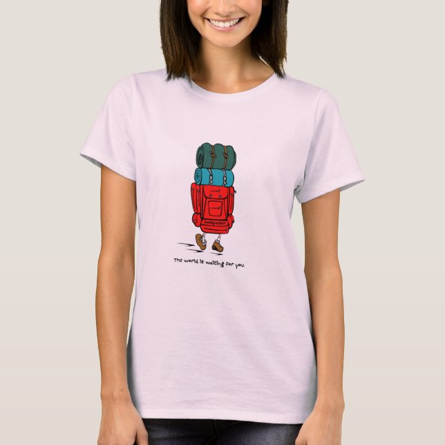 T-shirt Backpacker Backpack The World is Waiting for You (Devant)