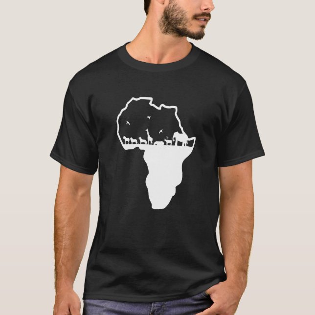 T-shirt Backprint Africa Continent with African Animals Sa (Devant)