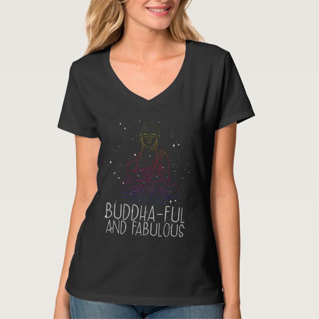 T-shirt Backprint Buddha Ful And Fabulous Buddhist (Devant)