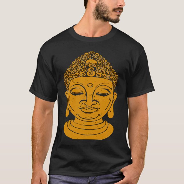 T-shirt Backprint Buddha Head Meditation and Yoga (Devant)