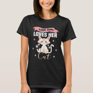 T-shirt Backprint Cette fille aime son chat mignon chat et