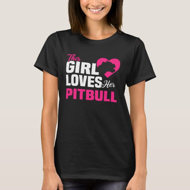 T-shirt Backprint Cette fille aime son chien Pitbull et se (Devant)
