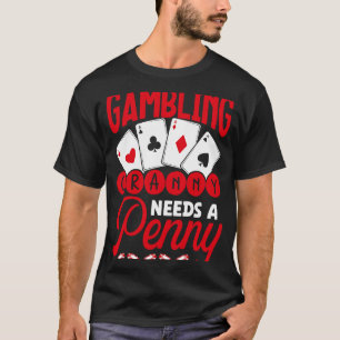 T-shirt Backprint Gambling Granny A Besoin D'Un Casino Pen