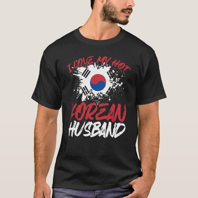 T-shirt Backprint J'Aime Mon Mari Coréen Chaud (Devant)