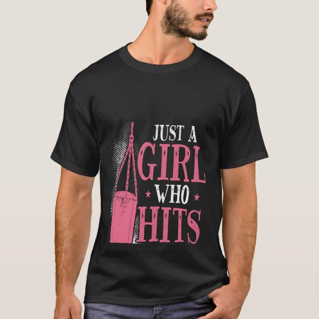 T-shirt Backprint Just A Girl Who Hits Things Woman Boxing (Devant)