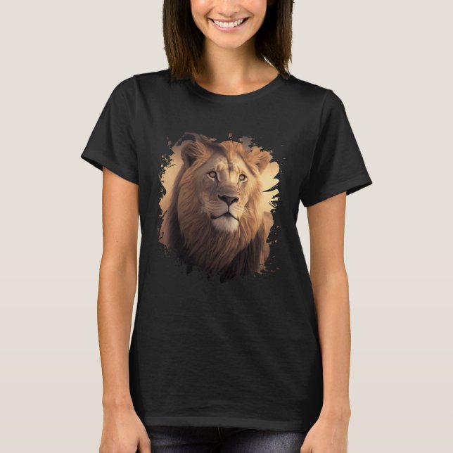 T-shirt Backprint Majestic lion in the African savanna (Devant)
