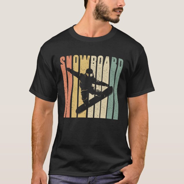 T-shirt Backprint Snowboard Retro and Vintage Snowboarder (Devant)