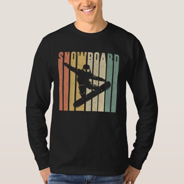 T-shirt Backprint Snowboard Retro and Vintage Snowboarder (Devant)