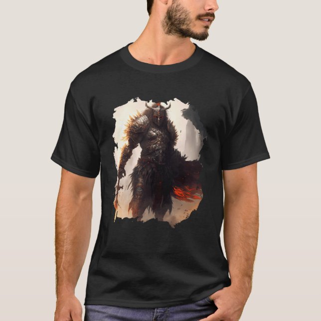 T-shirt Backprint The epic warrior bravery in the dark (Devant)