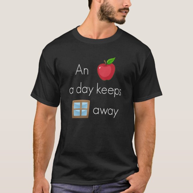 T-shirt Backprint Une Apple par jour garde Windows PC (Devant)