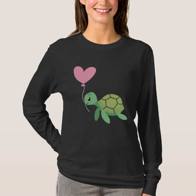 T-shirt Backprint Valentine s day turtle heart love (Devant)