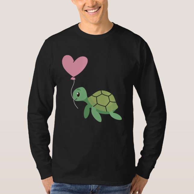 T-shirt Backprint Valentine s day turtle heart love (Devant)