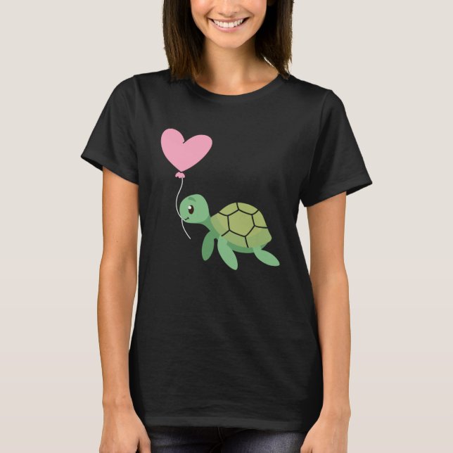 T-shirt Backprint Valentine s day turtle heart love (Devant)