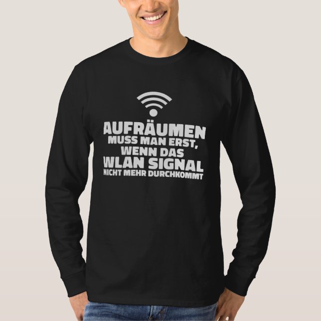 T-shirt Backprint WLAN signal PC nerd statement and comput (Devant)