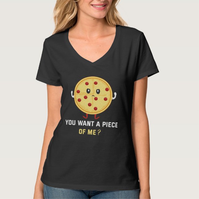 T-shirt Backprint You want a peace of me Pizza (Devant)