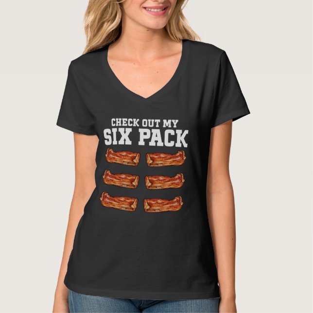 T-shirt Bacon Alimentation Viande Lover Six Pack Bacon (Devant)