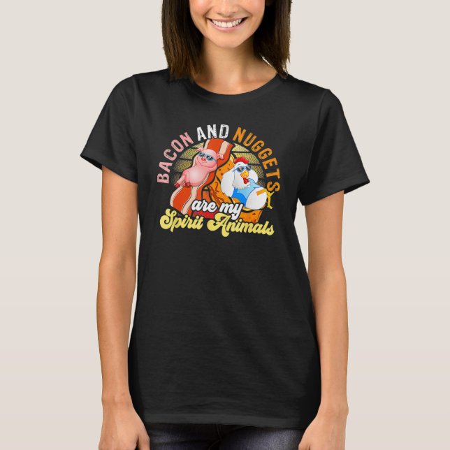 T-shirt Bacon And Nuggets Spirit Animals Fast Food Pun Hum (Devant)
