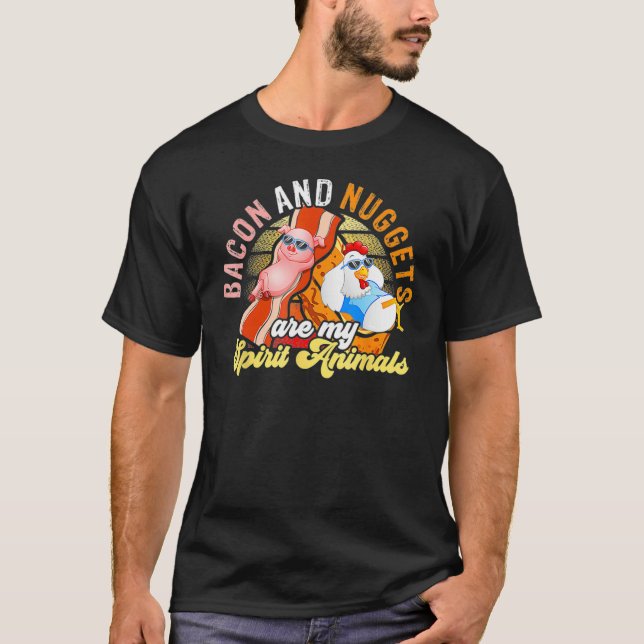 T-shirt Bacon And Nuggets Spirit Animals Fast Food Pun Hum (Devant)