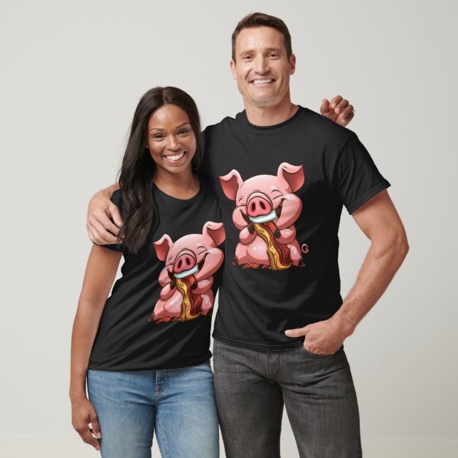 T-shirt Bacon mangeur de cochon de dessin (Unisexe)
