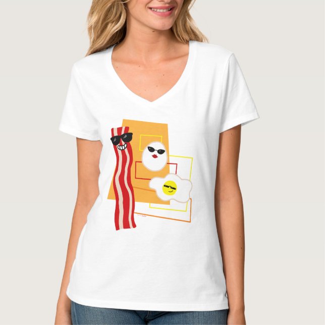 T-shirt Bacon rétro et oeufs (Devant)