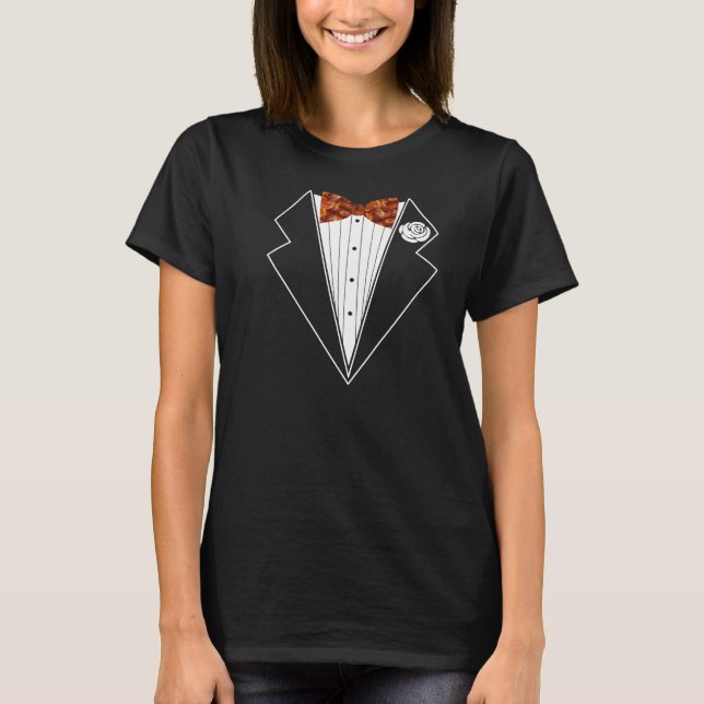 T-shirt Bacon Tuxedo Bow T Chemise Long Manche (Devant)