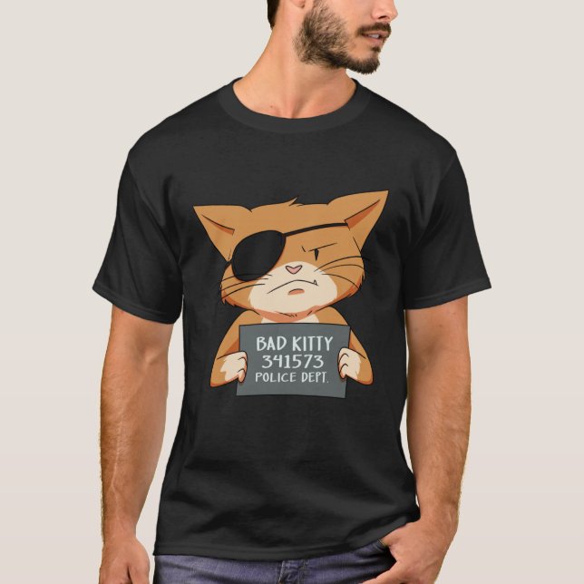 T-shirt Bad Cat Gangster Mugshot Kitty For Pet (Devant)