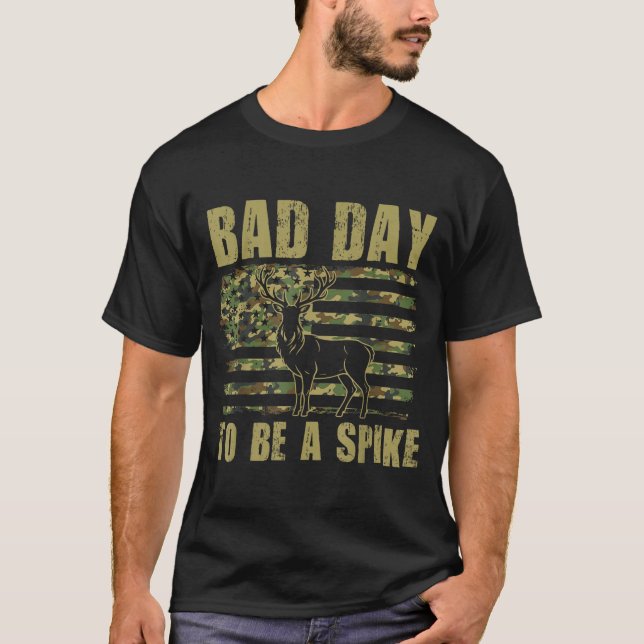 T-shirt Bad Day To Be A Ske Funny Deer Hunting Camo Usa Fl (Devant)