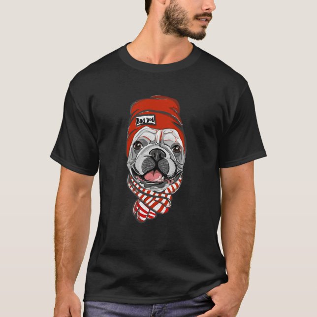 T-shirt Bad Dog French bulldog (Devant)