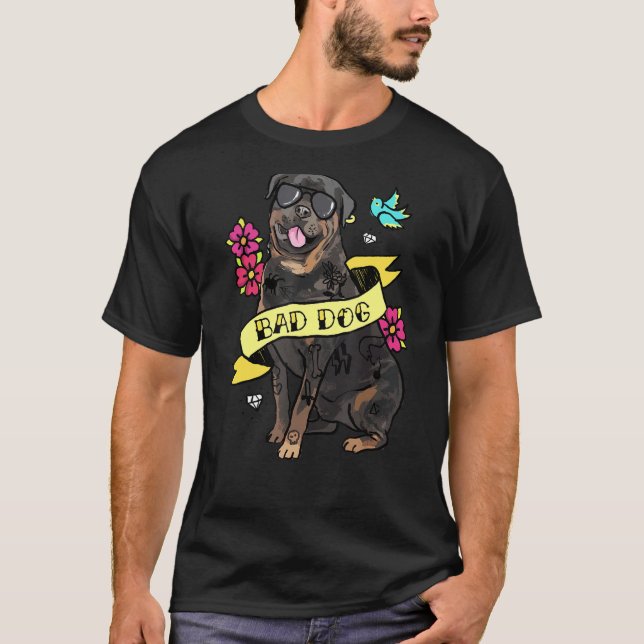 T-shirt Bad Dog Rottweiler Dog (Devant)