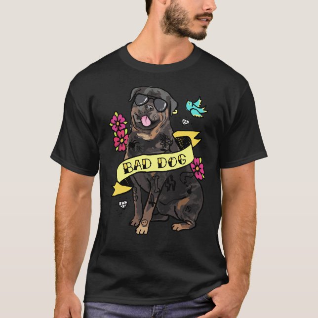 T-shirt Bad Dog Rottweiler Tattoo (Devant)