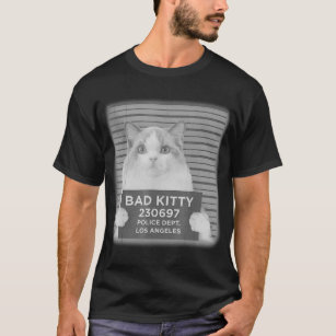 T-shirt Bad Kitty Mug Shot Drôle Ragdoll Amoureux des chat