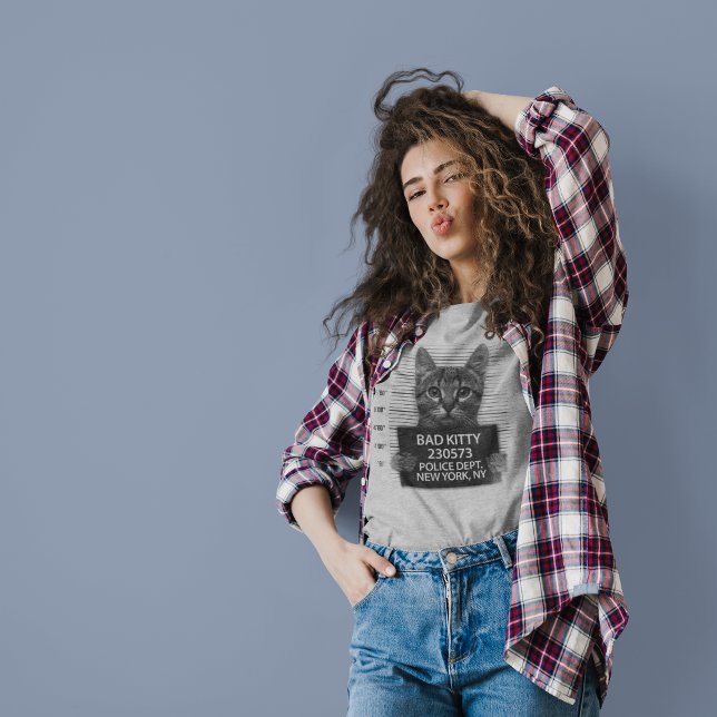 T-shirt Bad Kitty Police NYPD Arrest Photo Drôle Cadeau (Créateur téléchargé)