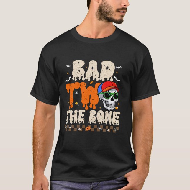 T-shirt Bad Two Bone Halloween Boy Toddle 2e anniversaire (Devant)