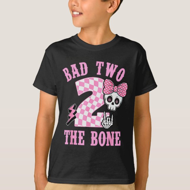 T-shirt Bad Two The Bone Birthday 2 Years Old Nk Checkered (Devant)