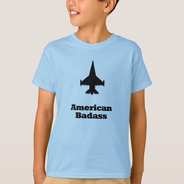 T-shirt Badass américain avion de combat (Devant)