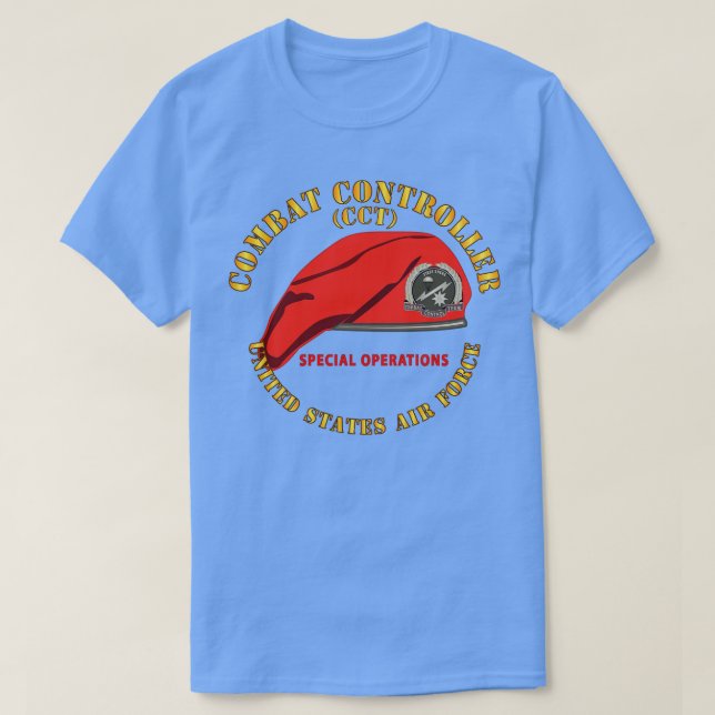 T-shirt Badge de l'équipe de contrôle de combat w Red Bere (Design devant)