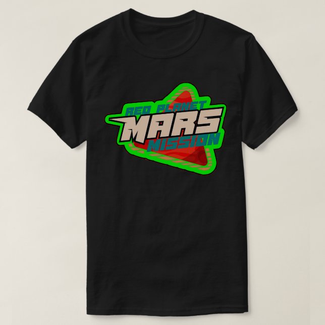 T-shirt badge de mission Planet Mars vert (Design devant)