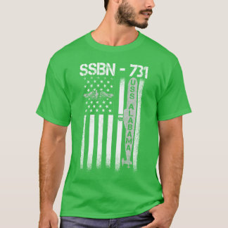T-shirt Badge de sous-marin USS Alabama Ssbn 731 Drapeau a