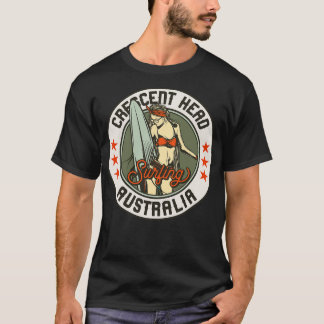 T-shirt Badge de surf vintage pour Crescent Head Australie