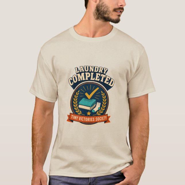 T-shirt Badge de Victoire Rétro pour Lessive Terminée (Devant)