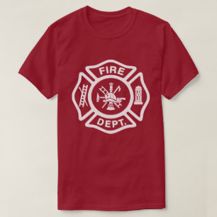 T-shirt Badge du service d'incendie blanc
