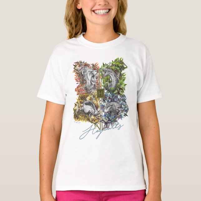T-shirt Badge floral HOGWARTS™ (Devant)