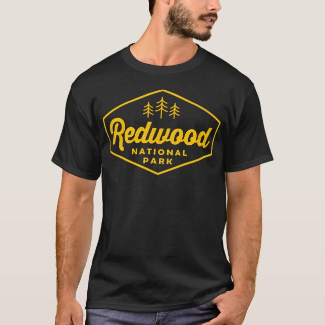 T-shirt Badge Hexagonal d'Arbre du Parc National de Redwoo (Devant)